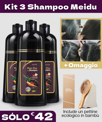 Shampoo 3 in 1 per Capelli Grigi + Pettine Ecologico in Bambù in Omaggio