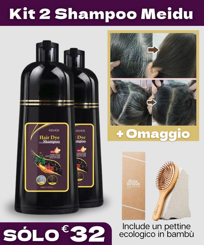 Shampoo 3 in 1 per Capelli Grigi + Pettine Ecologico in Bambù in Omaggio